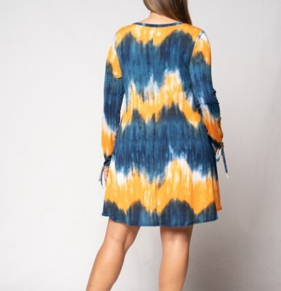 Plus Size - Orange & Blue Tye Dye Long Sleeve - Picture 5 of 6